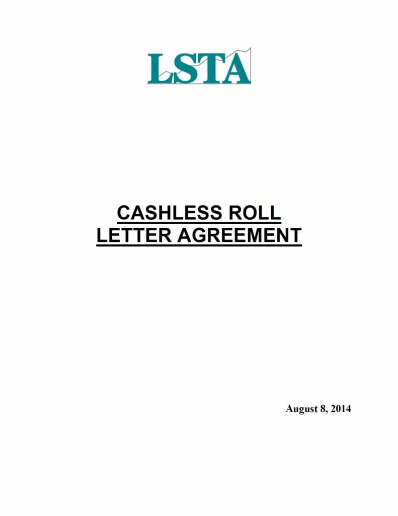 Form of Cashless Roll Letter (August 8, 2014)