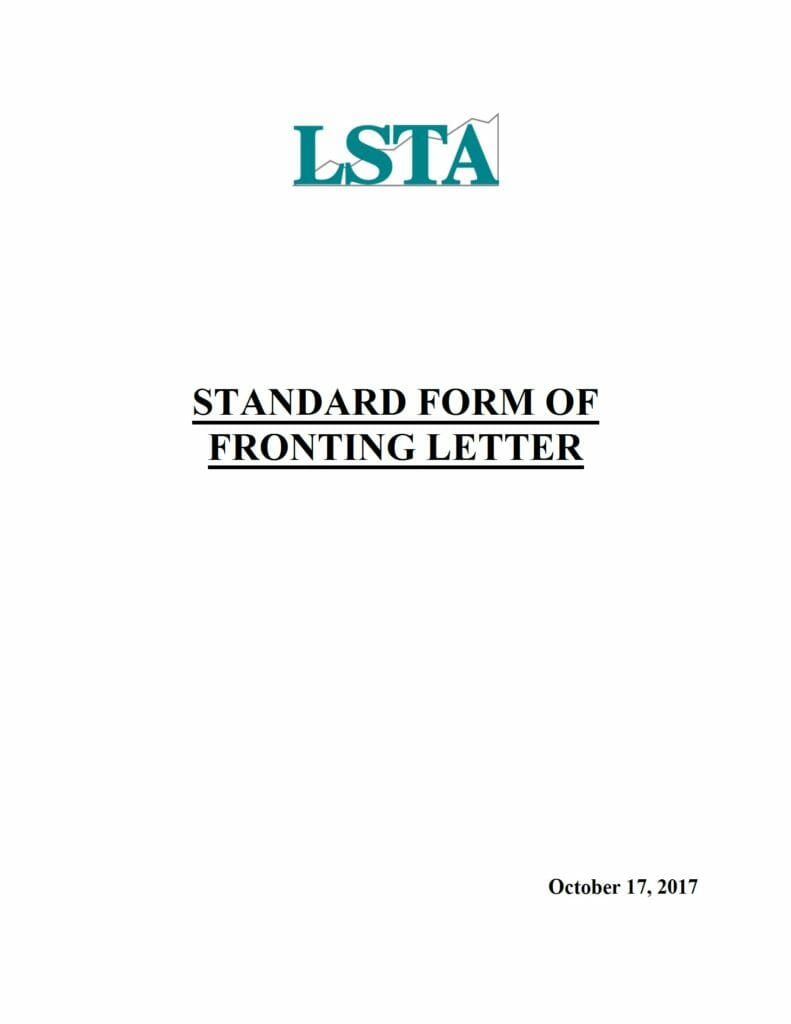 Standard Form of Fronting Letter (October 17, 2017)