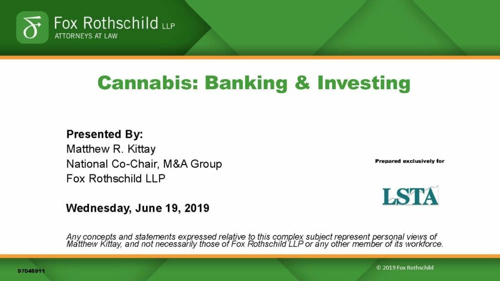 Cannabis-Banking & Investing (June 19, 2019)