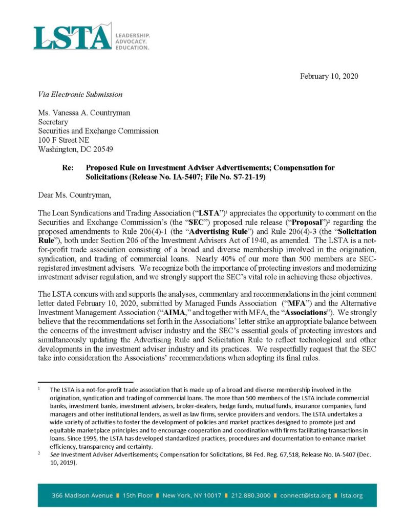 Pages from Draft IA Advertising and Solicitation Rule Proposals Comment Letter