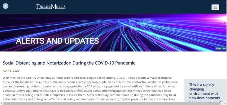 Duane Morris_Social Distancing and Notarization During The COVID-19 Pandemicvs2