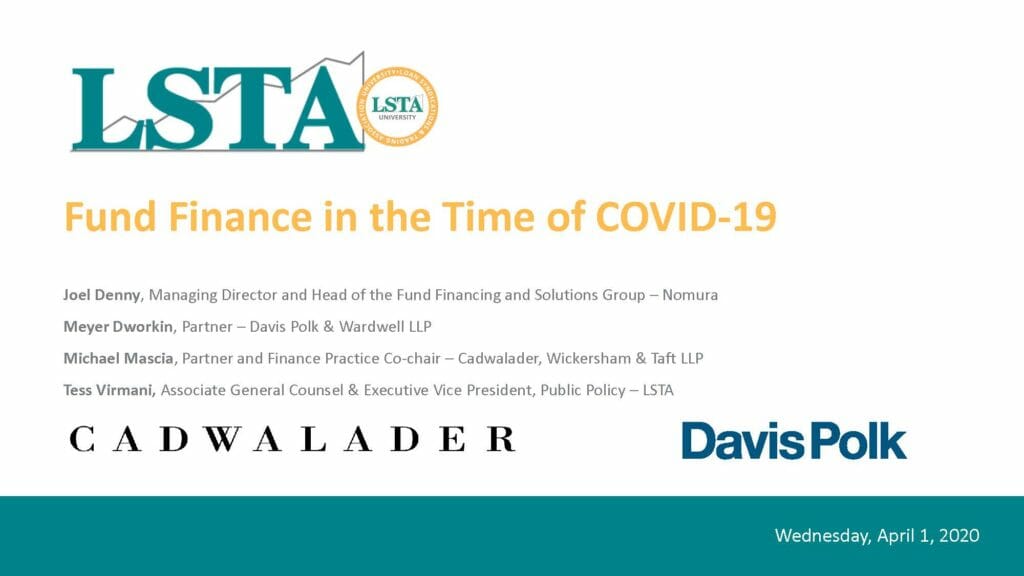 Pages from Fund Finance in COVID-19 Slides (April 1, 2020)