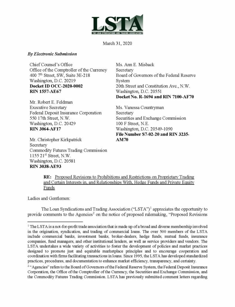 Pages from LSTA Volcker Comment Letter (3.31.2020)