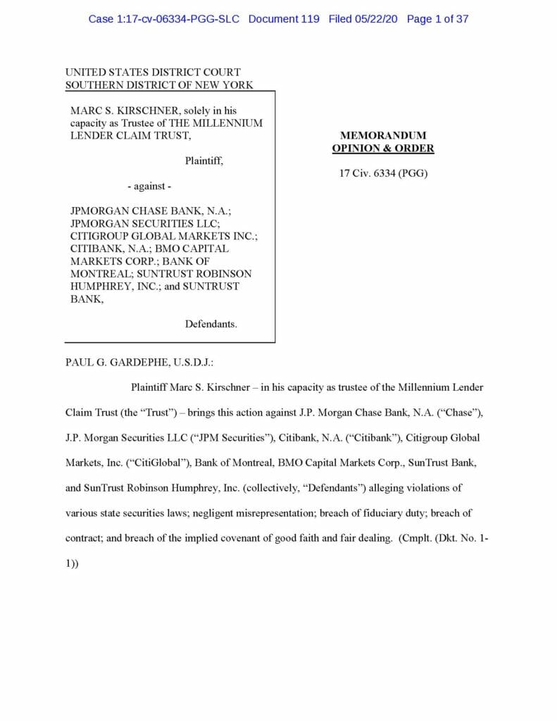 Pages from Motion to Dismiss - Kirschner v. JPMorgan Chase