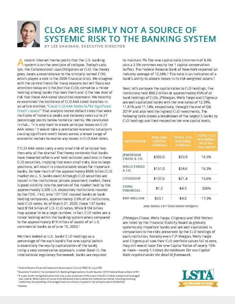 Pages from CLOs Are Simply Not a Source of Systemic Risk to the Banking System