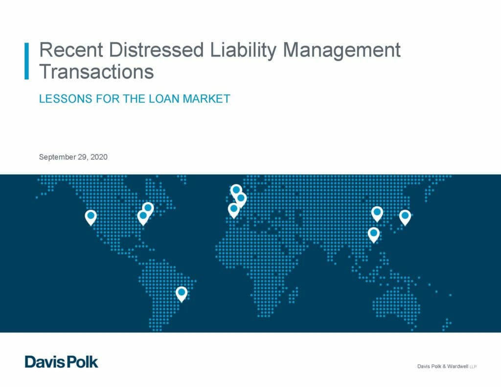 Recent Distressed Liability Management Transactions (September 29, 2020)