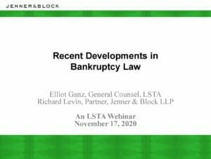 Recent Developments in Bankruptcy Law (November 17, 2020)