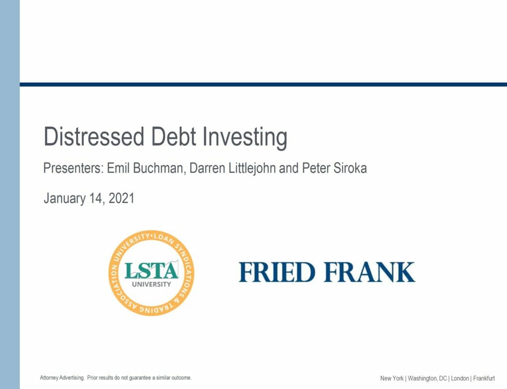 Distressed Debt Investing (Jan 14, 2021)
