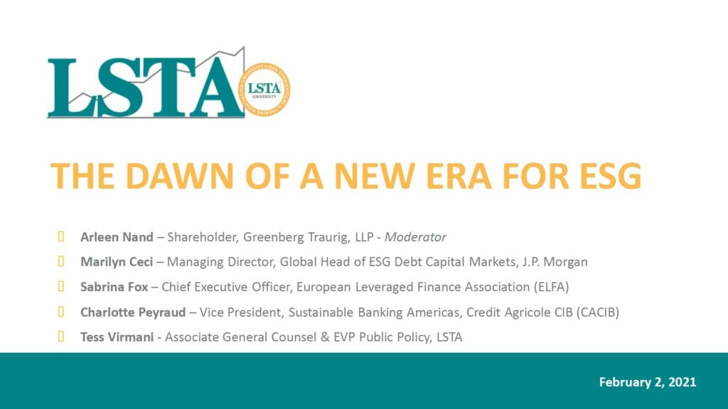 The Dawn of a New Era for ESG (Feb 2 2021)