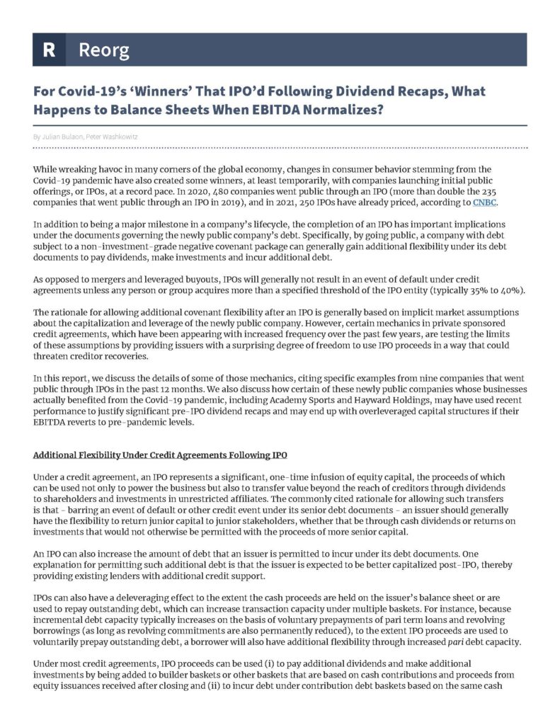 Reorg_Covid-19s Winners That IPOd Following Dividend Recaps What Happens to Balance Sheets When EBITDA Normalizes_ (2)
