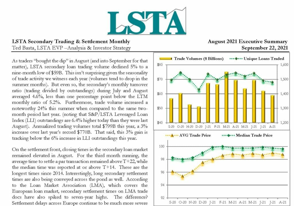 Secondary Trading Settlement Monthly - August 2021 Executive Summary