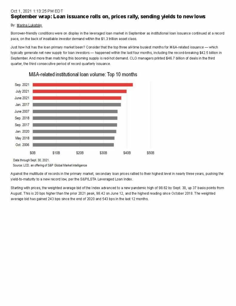 Index Commentary - September 2021