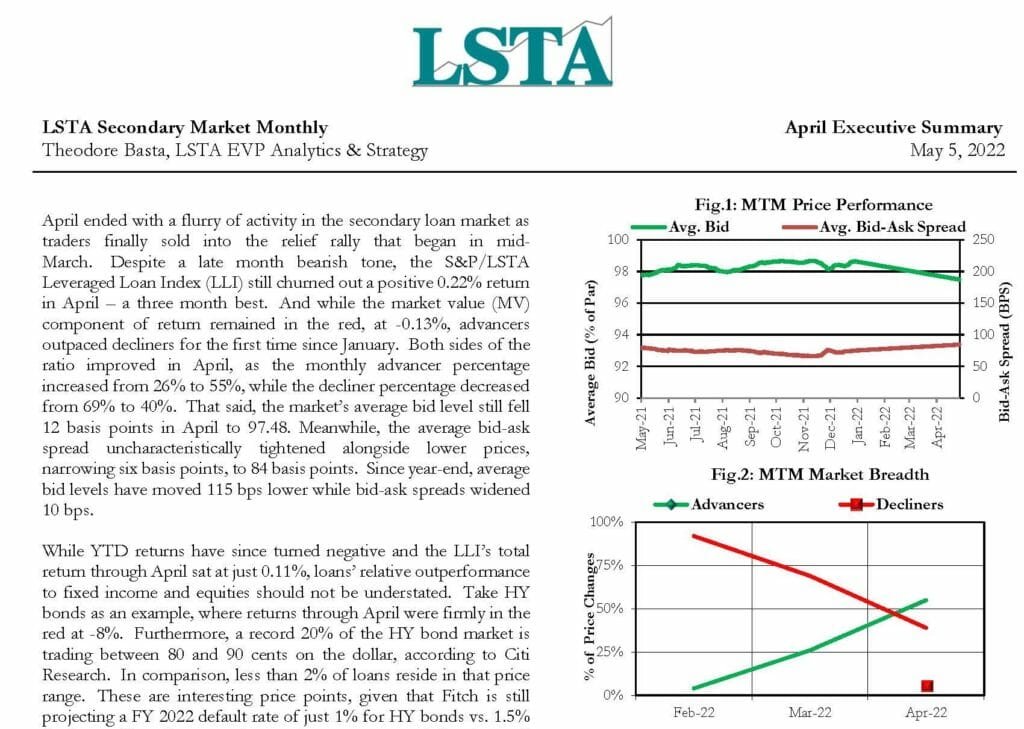 Secondary Market Monthly - April 2022 Executive Summary