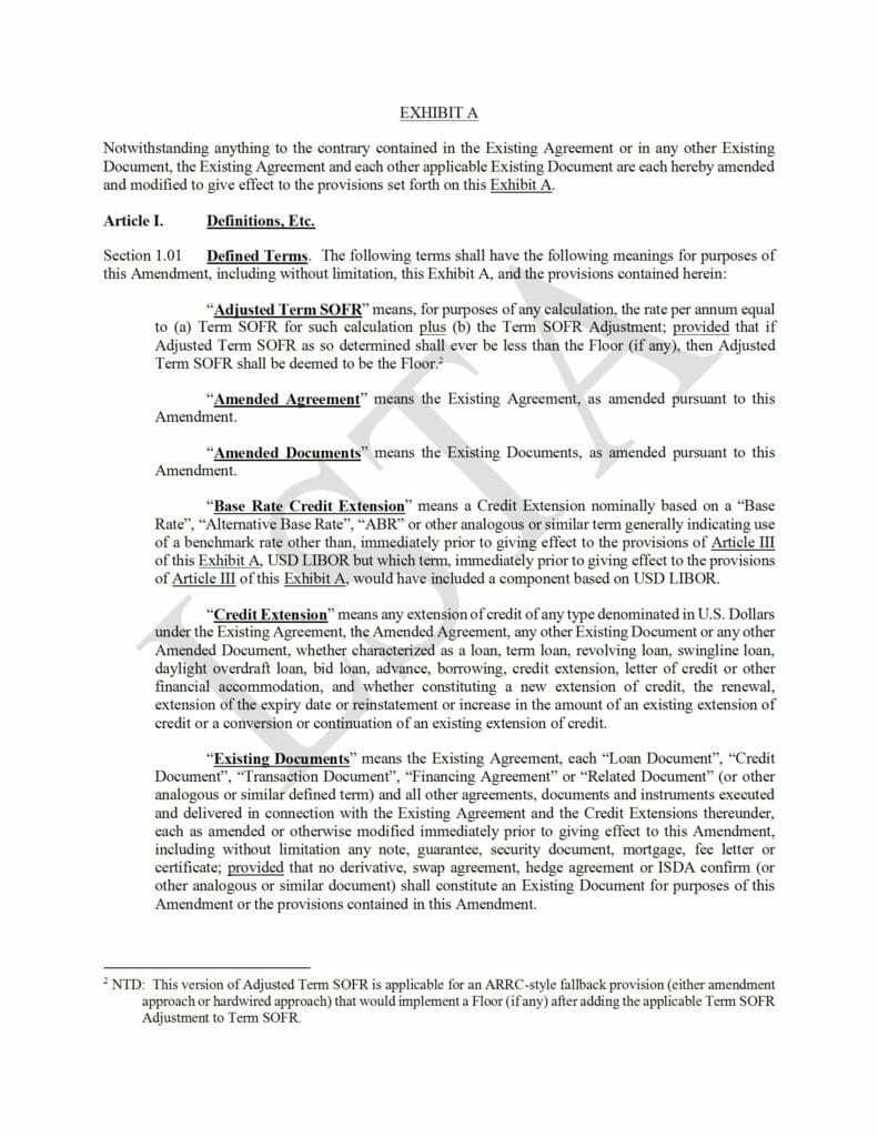 LSTA - Operative Terms to Term SOFR Amendment (Benchmark Replacement Conforming Changes) (June 21 2022)