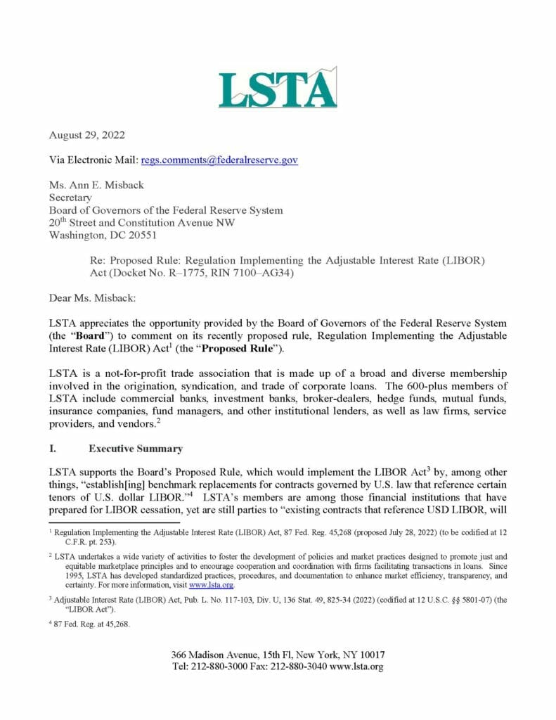 Pages from LSTA - Comment Letter (Implementing the LIBOR Act)_Final_August 29 2022