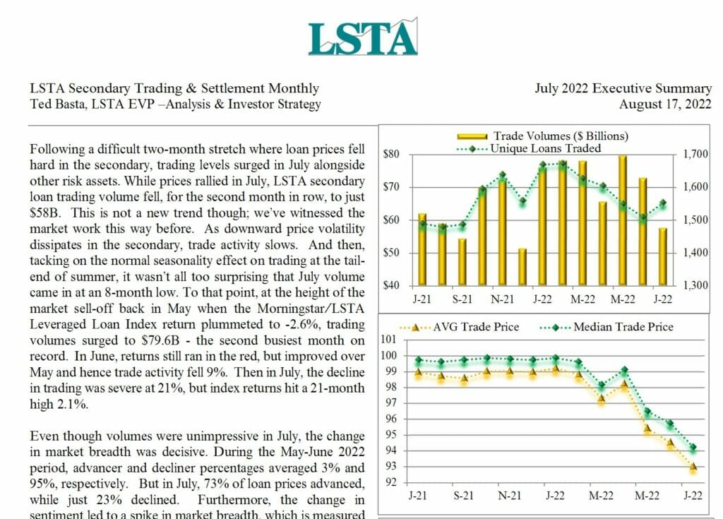 Secondary Trading Settlement Monthly - July 2022 Executive Summary