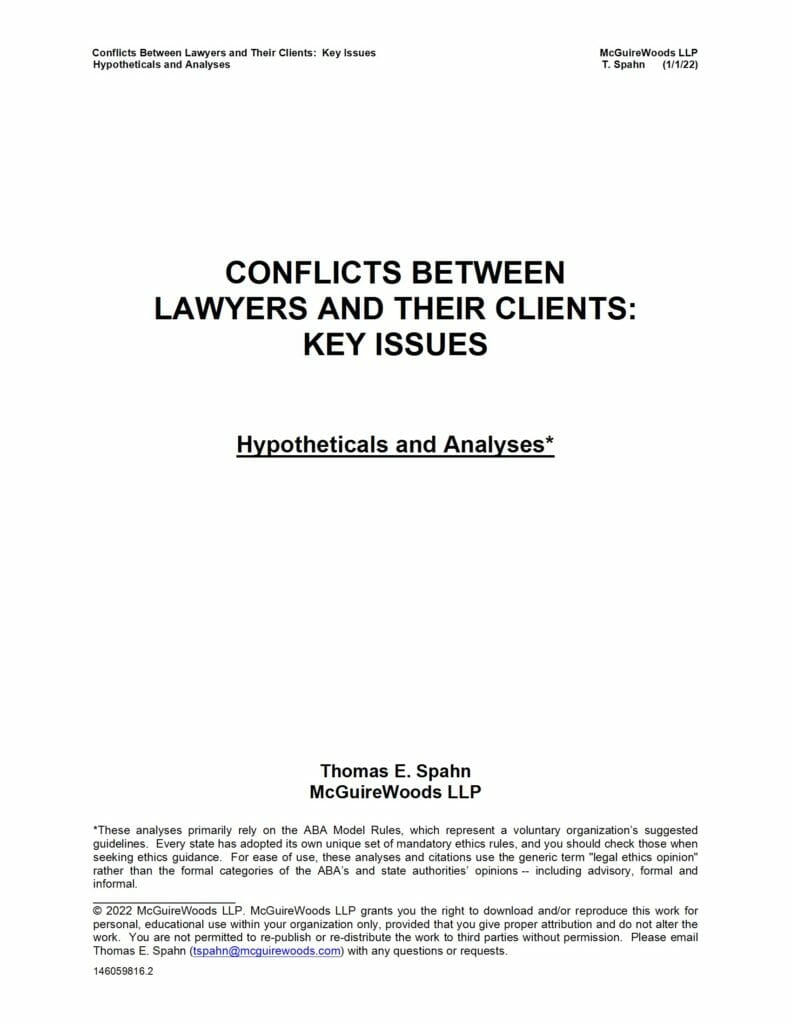 2022 Annual Ethics Program_Conflicts Between Lawyers and Their Clients_ Key Issues_H&A