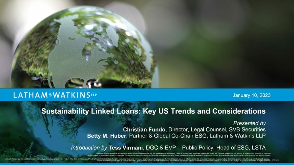 Sustainability Linked Loans Key US Trends and Considerations_Jan 10 2023