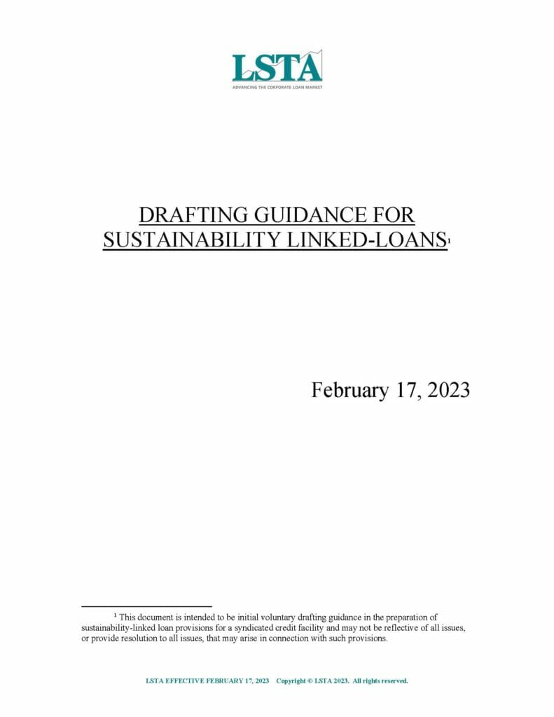 Drafting Guidance for Sustainability Linked-Loans (Feb 17 2023)