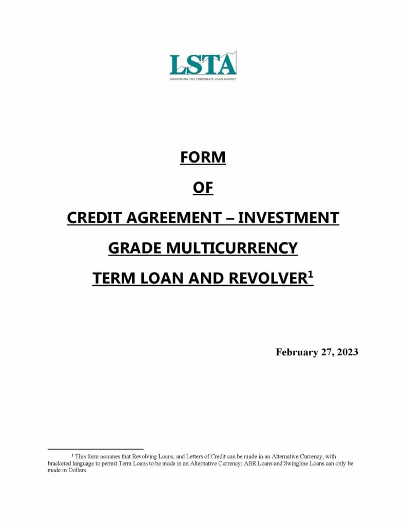 Form-of-Credit-Agreement-Investment-Grade-Multicurrency-Term-Loan-and-Revolver (Feb 27 2023)