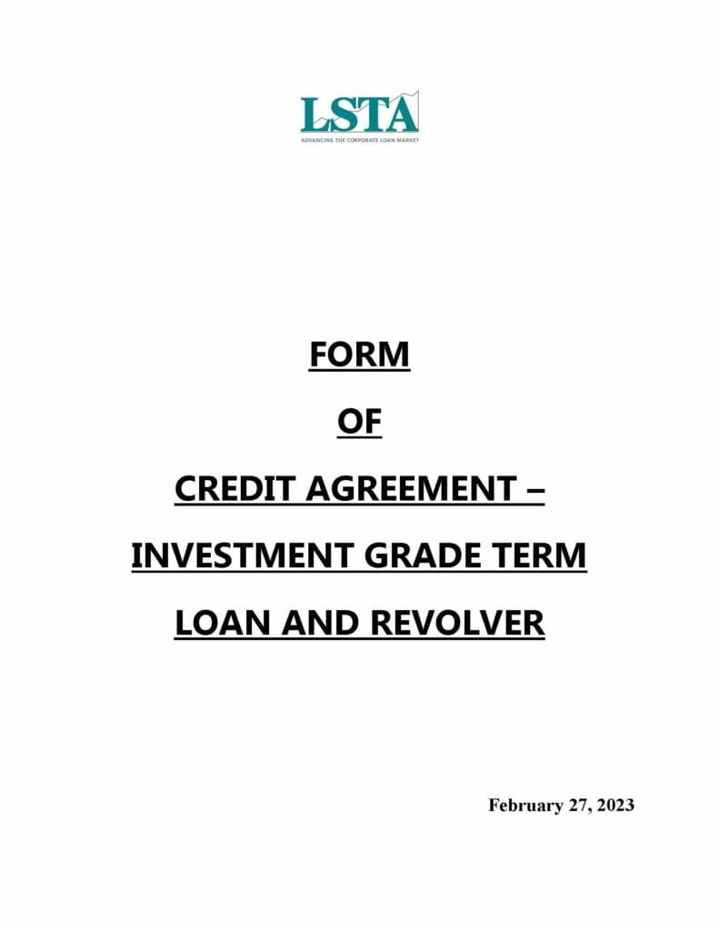 Form-of-Credit-Agreement-Investment-Grade-Term-Loan-and-Revolver (Feb 27 2023)