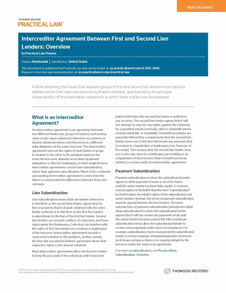 Practical-Law-Intercreditor-Agreements