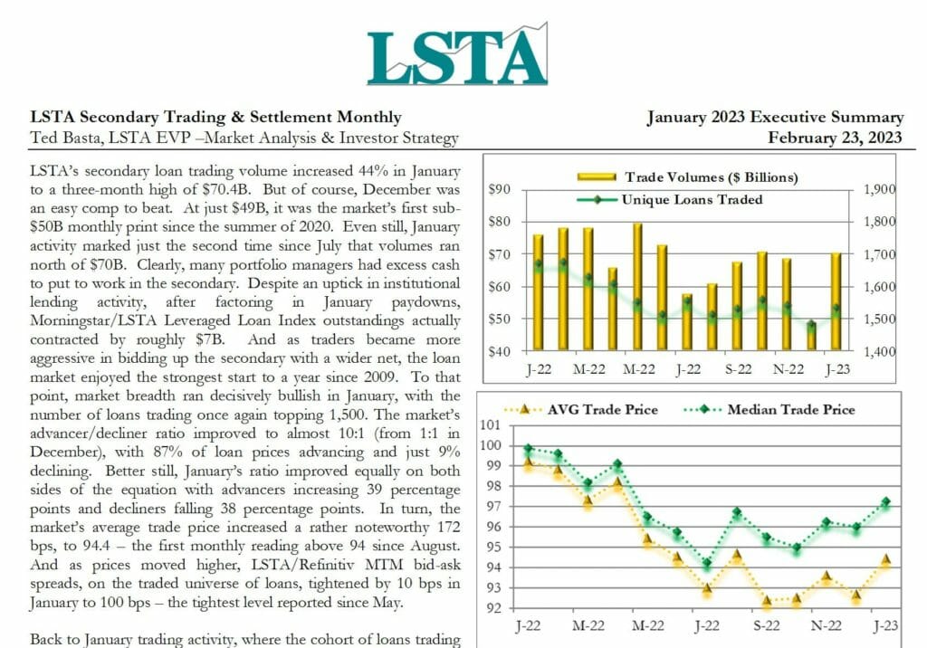 Secondary Trading & Settlement Monthly (Jan 2023 Executive Summary)