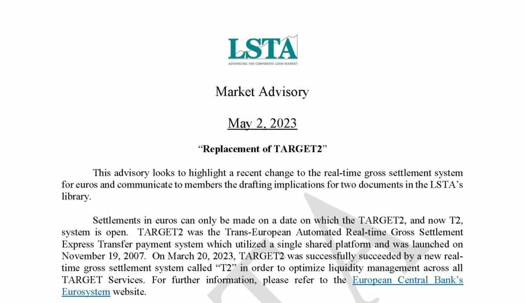 Market Advisory_Replacement of TARGET2 (May 2 2023)