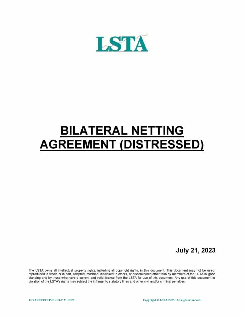 Distressed Bilateral Netting Agreement (July 21 2023)