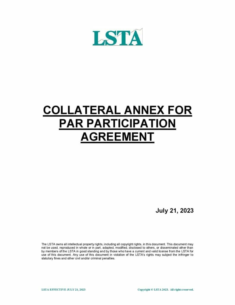 Par Participation Agreement Collateral Annex (July 21 2023)