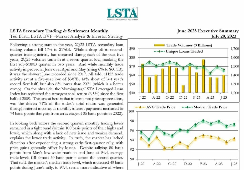 Secondary Trading Settlement Monthly June 2023 Executive Summary