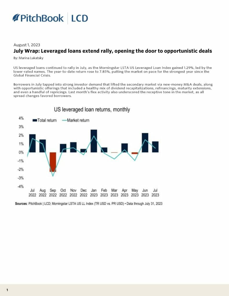 July 2023 US Leveraged Loan Index Monthly Wrap