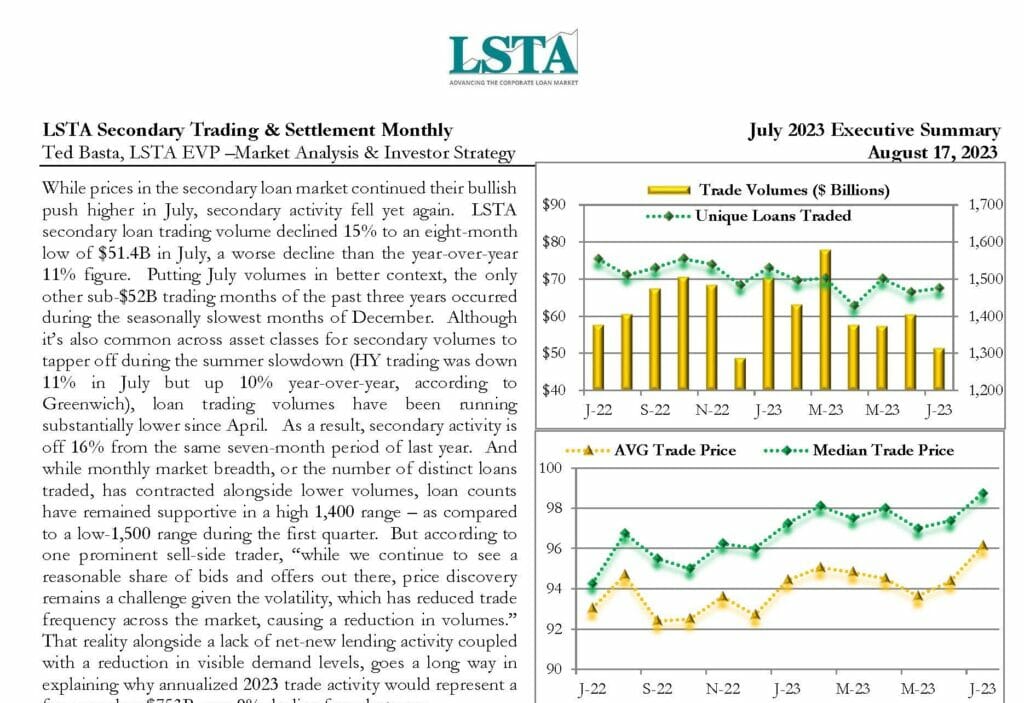 Secondary Trading Settlement Monthly July 2023 Executive Summary