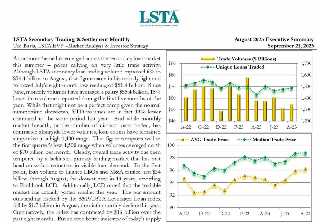 Secondary Trading Settlement Monthly August 2023 Executive Summary