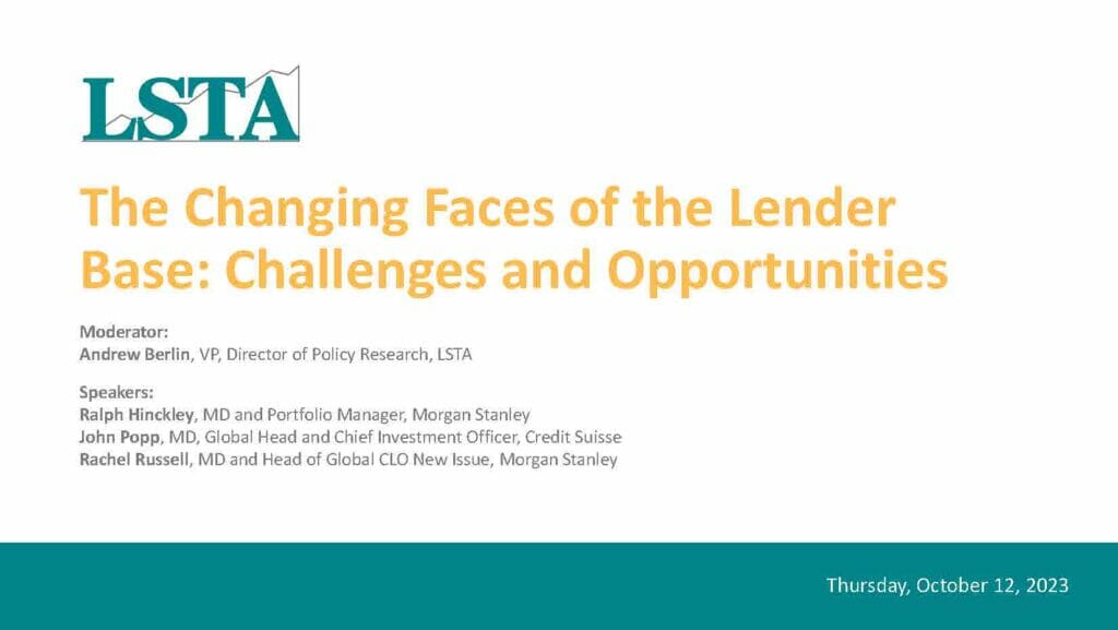The Changing Faces of the Lender Base (101223)
