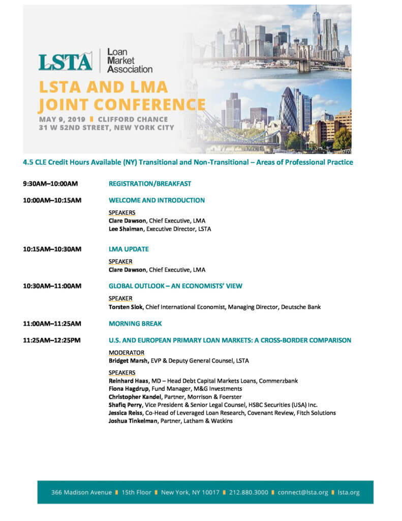 2019 NY Joint Conference Agenda - LSTA